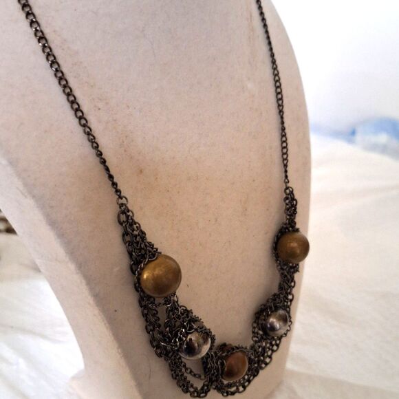 A Ball & Chain Women's Necklace Steampunk Multi-Layered Whimsigoth Metallic - Picture 7 of 8